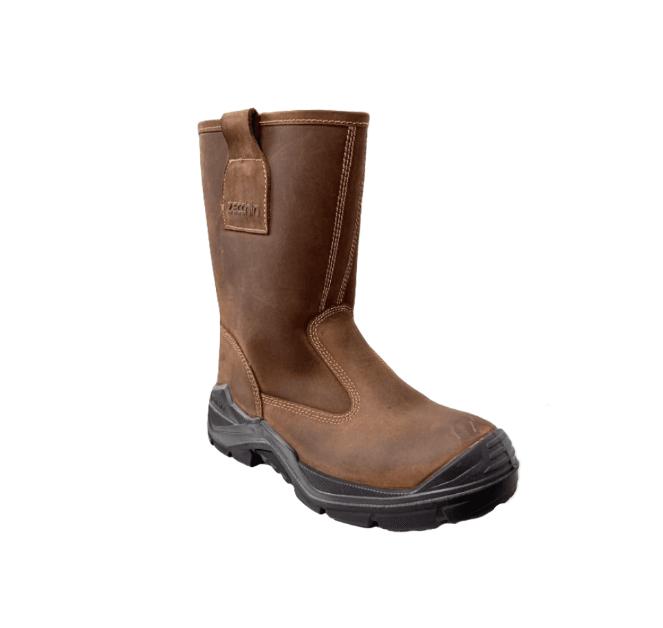 Conrad S3L Pull-On Rigger Safety Boot - Non Metallic Dark Brown Leather